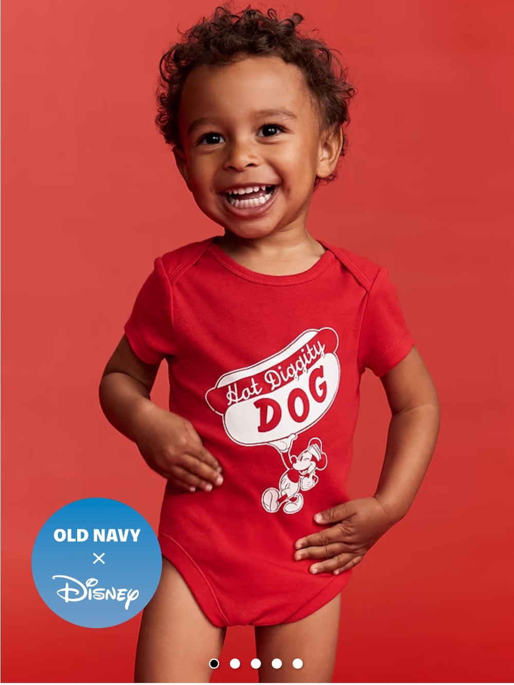 Old Navy x Disney Red "Hot Diggity Dog" Baby Bodysuit